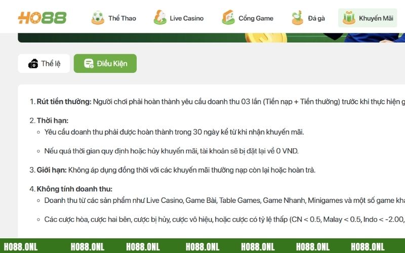 Cách thức nhận thưởng khuyến mãi Ho88 không hề phức tạp