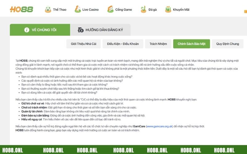 Dù tạm dừng việc cá cược tại Ho88 thì cũng có chính sách bảo mật riêng