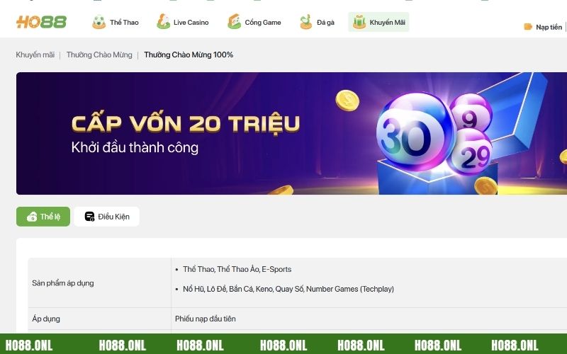 Ho88 luôn có những chương trình ưu đãi lớn dành cho những người chơi lần đầu gửi tiền