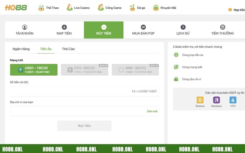 Nhiều người rất quan tâm về vấn đề giao dịch rút tiền ho88 có mất phí hay không