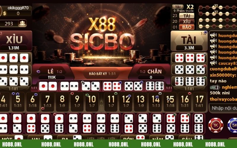 Tài xỉu HO88 là một trò chơi cá cược hấp dẫn sử dụng 3 viên xí ngầu từ 1-6