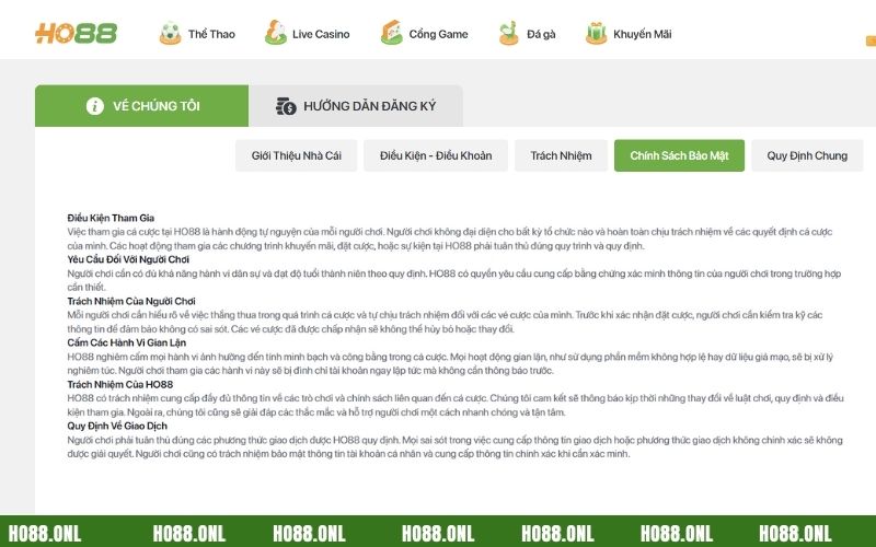 Thông tin mà bạn đã cung cấp cho Ho88 đều phải có những quy định sử dụng cụ thể